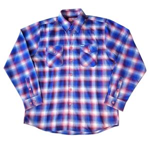 DIXXON Glory Flannel Button Up Mens Red White Blue Large